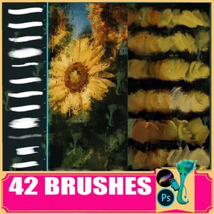 procreate brushes  impressionist oil painting flat thick coating realistic acrylic paint gouache, photoshop brushes
