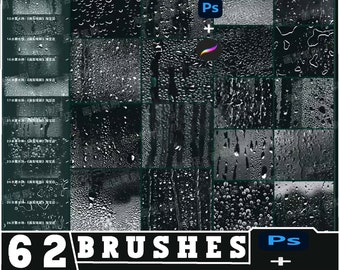 Realistic Rain Brush Set: 62 Photoshop & Procreate Ipad Brushes