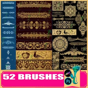 52 Classical Pattern Brushes: Procreate & Photoshop