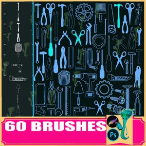 Hardware Tools Brush Set: 60 Procreate & Photoshop Brushes