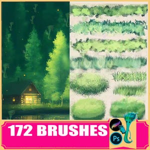 Grass & Jungle Procreate/Photoshop Brushes: 170 Nature Stamp Brushes (Digital Download)