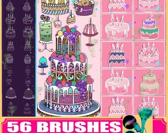 Kuchen Pinsel für Procreate & Photoshop: 56 Süßigkeiten Design Pinsel