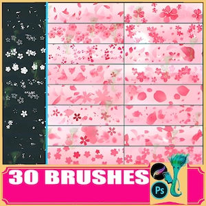 Falling Cherry Blossom Brushes: Procreate & Photoshop, Romantic Petals