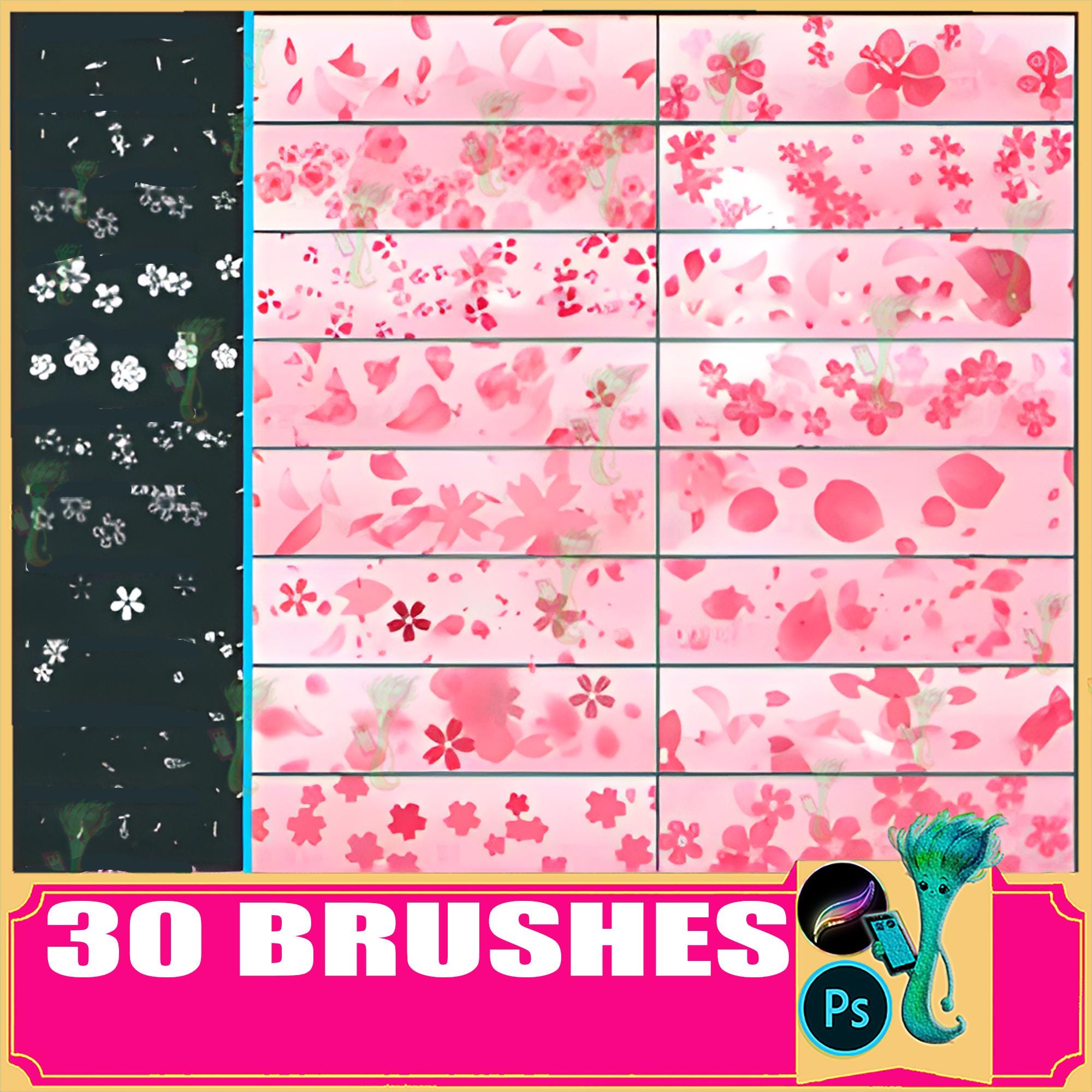 Falling Cherry Blossom Brushes: Procreate & Photoshop, Romantic Petals ...