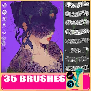 Pennelli pizzo per Procreate e Photoshop: set di 35 pennelli