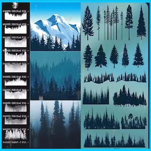 Pine Tree Silhouette Brushes: Forest Landscape (Photoshop & Procreate) image 2