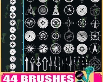 Compass Brushes: Logo, Direction, Pattern (Procreate, Photoshop)