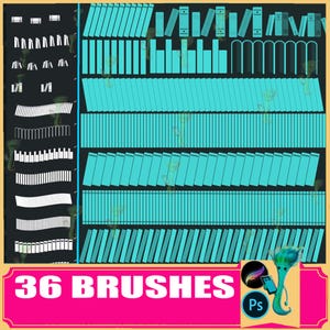Bookshelf Line Art Brushes for Procreate & Photoshop (36 Brushes)