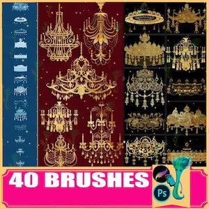 Chandelier Procreate Brushes: Retro Lighting Photoshop Stamps