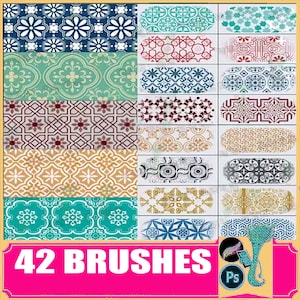 Tile Pattern Brushes for Procreate & Photoshop (42 Brushes)