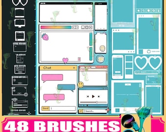 48 Interface Photoshop & Procreate Brushes