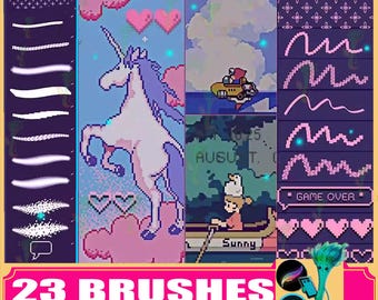 Pinceles de pixel art retro para Procreate y Photoshop