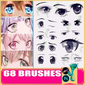 Pinceles de ojos de anime: Expresiones de dibujos animados versión Q (Procreate y Photoshop)
