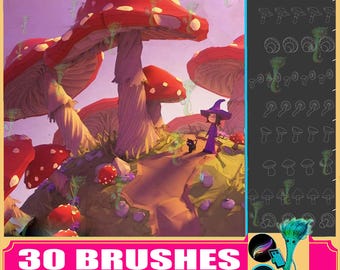 Mushroom Brush Set: Fungi Procreate & Photoshop Stamps - Etsy
