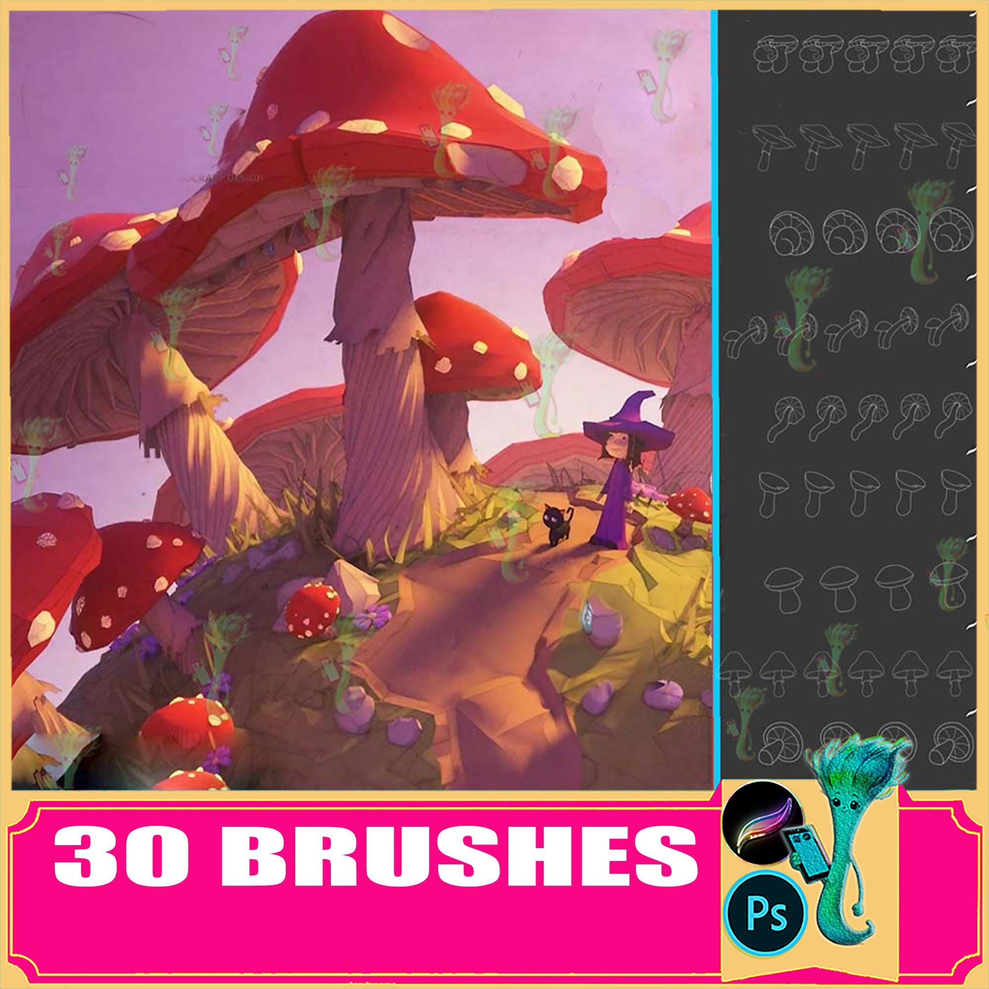 Mushroom Brush Set: Fungi Procreate & Photoshop Stamps - Etsy