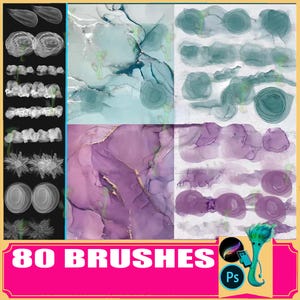 Pinceles de textura de acuarela de mármol realista para Procreate y Photoshop