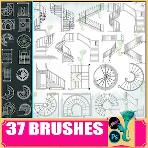 procreate brush ps brush stairs ladder line draft interior design building house illustration villa auxiliary