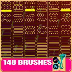 148 ramar och kanter i kinesisk stil | Procreate-penslar och Photoshop-stämplar | Traditionella orientaliska designelement | Digitala ornamentstämplar