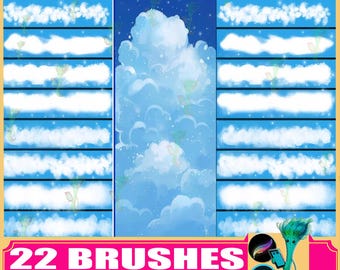 Cloud Brushes for Procreate & Photoshop: Sky Texture Illustration (22 Brushes)