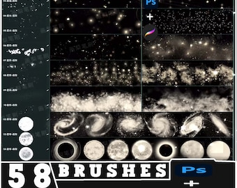 procreate brushes, nebula starry, sky galaxy, sky stars, starlight planet, universe, photoshop brushe
