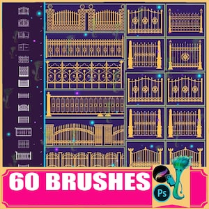 60 europejskich pędzli do ogrodzeń: Procreate i Photoshop