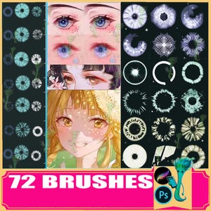 72 Iris Stamp Brushes: Procreate & Photoshop Eye Brush Set