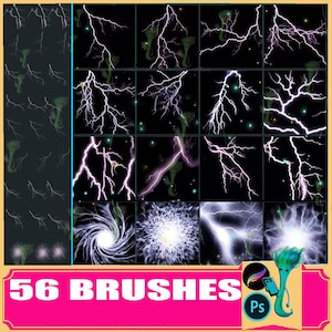 56 Lightning Effect Brushes: Procreate & Photoshop