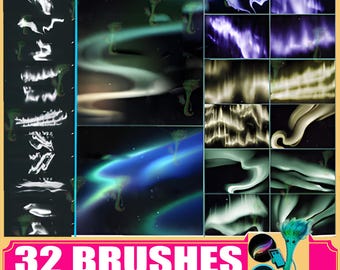 Northern Lights Procreate Brushes: Landscape & Celestial Effects (32 Brushes)