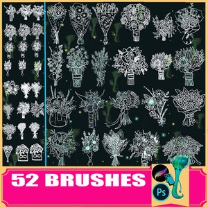Flower Bouquet Brushes: Wedding Plant Stamps (Procreate & Photoshop)