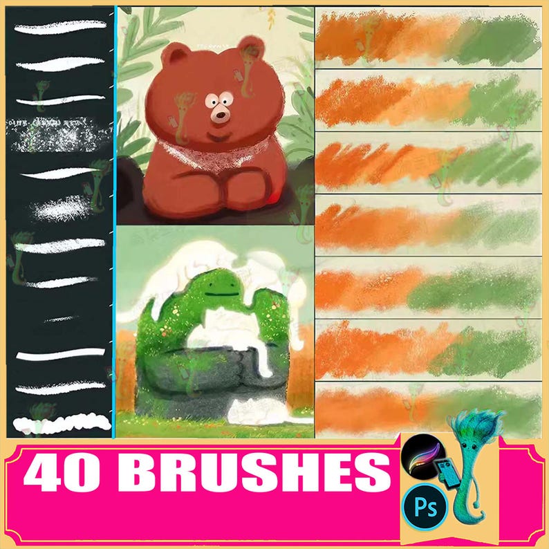 Procreate Chalk Brushes, Digital Art Brush, Procreate Stamps, Textured Brushes, photoshop brushes, cuet brushes procreate