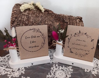 Card holder with vase for photos, sayings, vouchers or greeting cards, various occasions