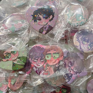 Gotham Nygmobblepot Heart and Round buttons