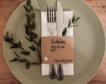 Banderole für Servietten/ Tischdeko Hochzeit/ Taufe/ Geburtstag/Feier