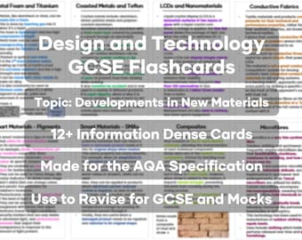 DT Flashcards | Developments in New Materials | GCSE AQA Design and Technology