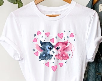 Stitch and Angel Shirt, Watercolor Stitch Shirt, Lilo and Stitch Shirt, Kid's Disneyland Trip Shirt, Ohana Shirt, Disneyworld Vacation Shirt