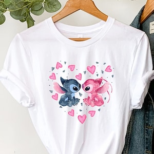 Stitch and Angel Shirt, Watercolor Stitch Shirt, Lilo and Stitch Shirt, Kid&#39;s Disneyland Trip Shirt, Ohana Shirt, Disneyworld Vacation Shirt