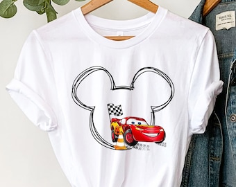 Maglietta Disney Cars, Maglietta Saetta McQueen, Magliette del gruppo Disney, Maglietta con orecchie di Topolino, Maglietta della famiglia Disney, Maglietta Tow Mater, Maglietta Epcot Cars