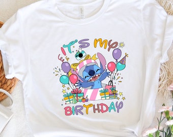 Camiseta de cumpleaños de Stitch, camiseta de fiesta de cumpleaños de Disney, camiseta de cumpleaños personalizada, camiseta de cumpleaños familiar, camiseta de cumpleaños de Ohana, camiseta de Lilo y Stitch