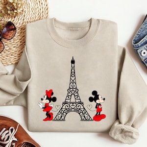 Disneyland Paris Mickey Minnie Sweatshirt, Eiffel Tower Mickey Minnie Crewneck, Disney Paris Vacation Shirt, Paris Family Trip Match Clothes image 1