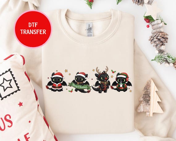 Toothless Christmas DTF Transfer, Disney Dragon Xmas DTF, How To Train Your Dragon Christmas Dtf, Disney Holiday Dtf, Kids Christmas Clothes