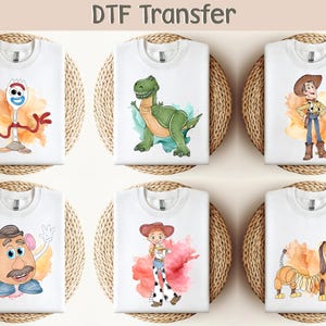Toy Story DTF Transfer, Buzz Lightyear Dtf, Disneyland DTF, Slinky Dog Dtf, Sheriff Woody And Jessie, Mr Potato Head Dtf, T-Rex Toy Story