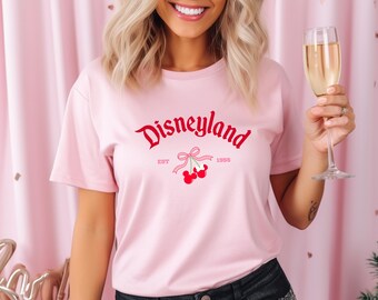 Disneyland Cherry Mickey Ears-shirt, Disneyland-shirt dames, Minnie Bow Disneyland-shirt, shirt Disney-parken, Disney Girls Trip-shirt