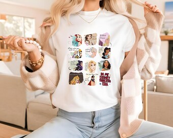 Koszulka z motywem księżniczek Disneya w stylu retro, koszulka z motywem ery księżniczek Disneya, koszulka z motywem magicznego królestwa, koszulka dla dziewczynek Disneya, damska koszulka z motywem księżniczek Disneya