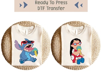 Lilo And Stitch DTF Transfer, Disney Ohana DTF, Disneyland Dtf, Stitch Ice Cream, Stitch Disney Design, Matching Disney DTF, Stitch Dtf