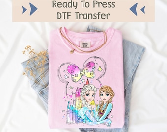 Prinzessin Elsa DTF Transfer, Elsa und Anna Design, Disney Prinzessin DTF, Disney Frozen Pressfertig, Prinzessinnen Bildtransfer, Disneyland DTF