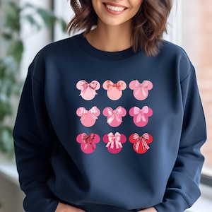 Minnie Ears Coquette Sweatshirt, Pink Coquette Bow Sweatshirt, Disney Coquette Sweater, Women&#39;s Disney Sweatshirt, Mickey Coquette Hoodie