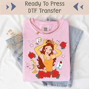 Disney Princess Belle DTF Transfer, Princess DTF, Disney Ready To Press, Disneyland Image Transfer, Disney DTF, Beauty And Beast Heat Press