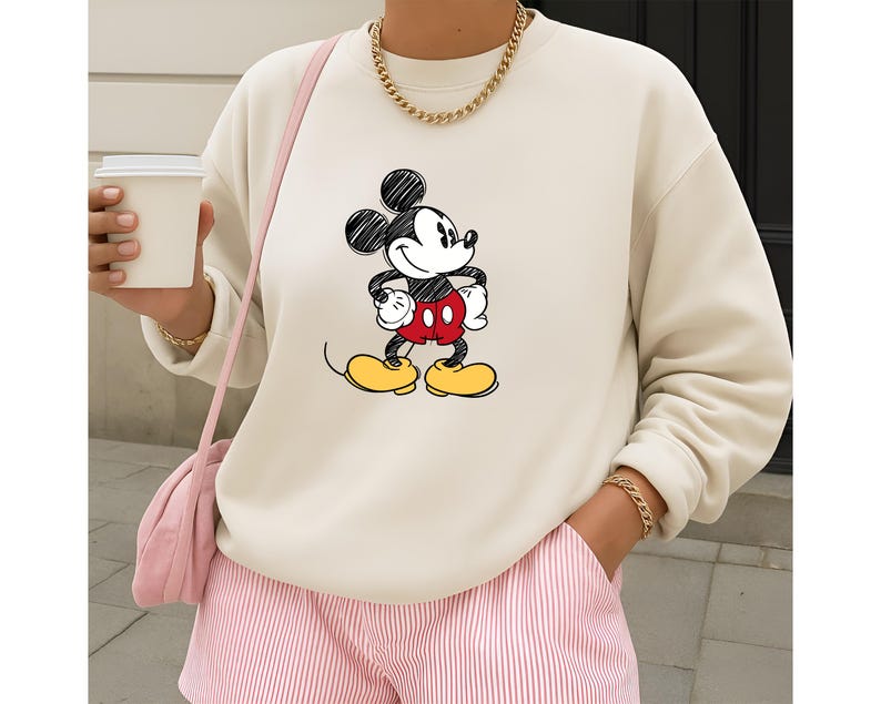 Classic Mickey Sweatshirt, Retro Mickey Mouse Sweatshirt, Sketch Disney Sweatshirt, Disney Family Matching Sweatshirt, Disney Group Shirts image 1