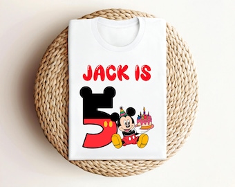 Custom Disney Birthday Shirt, Mickey Birthday Boy Shirt, Birthday Family Shirt, Personalized Kids Birthday Shirt, Name And Age Birthday Tee