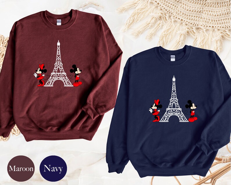 Disneyland Paris Mickey Minnie Sweatshirt, Eiffel Tower Mickey Minnie Crewneck, Disney Paris Vacation Shirt, Paris Family Trip Match Clothes image 6